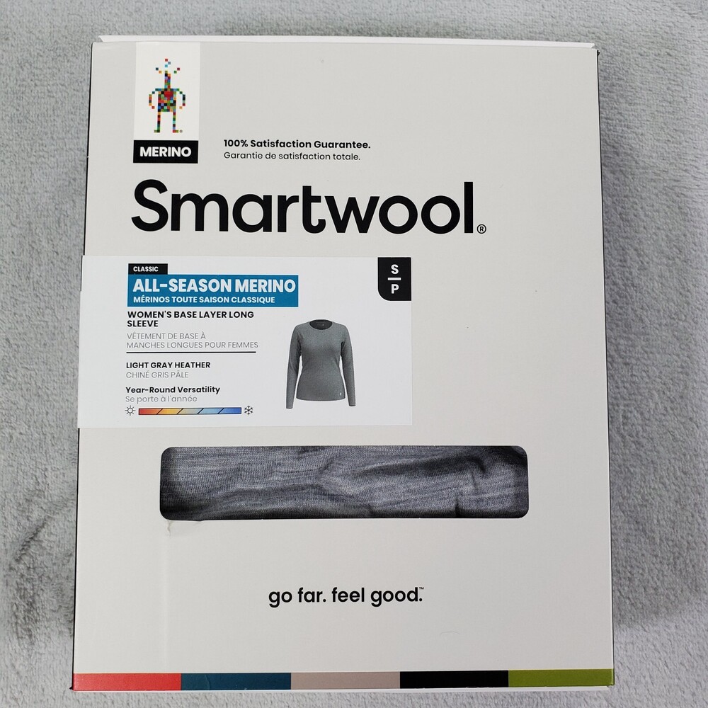 SmartWool Base Layer Shirt Women Small Light Gray Heather All Season Merino Top
